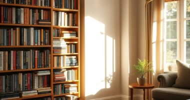 Cozy bookshelf displaying best personal development books for beginners