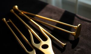 Tuning forks on velvet illustrate How to Stop Negative Self-Talk, Rewire Inner Voice