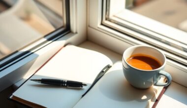 Journal and coffee for overcoming negative self talk