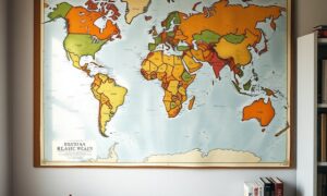 World map and international books representing global audience reach