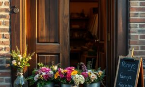 Neighbourhood florist shopfront at golden hour illustrating customer retention for small businesses