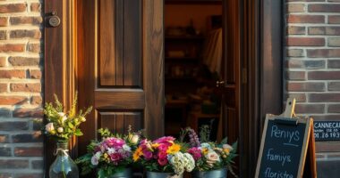 Neighbourhood florist shopfront at golden hour illustrating customer retention for small businesses