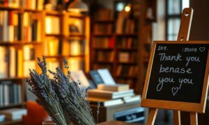 Independent bookshop counter with thank-you tray showing how to build a loyal customer base without discounts