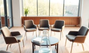 Empty conference room arranged for the best communication skills training for sales teams