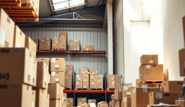 E-commerce warehouse with organised inventory and packaging materials representing customer retention