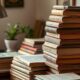 Gujarati poetry books on a wooden desk with a reading lamp