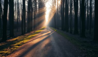 Forest trail at sunrise representing overcoming self doubt with mindset techniques