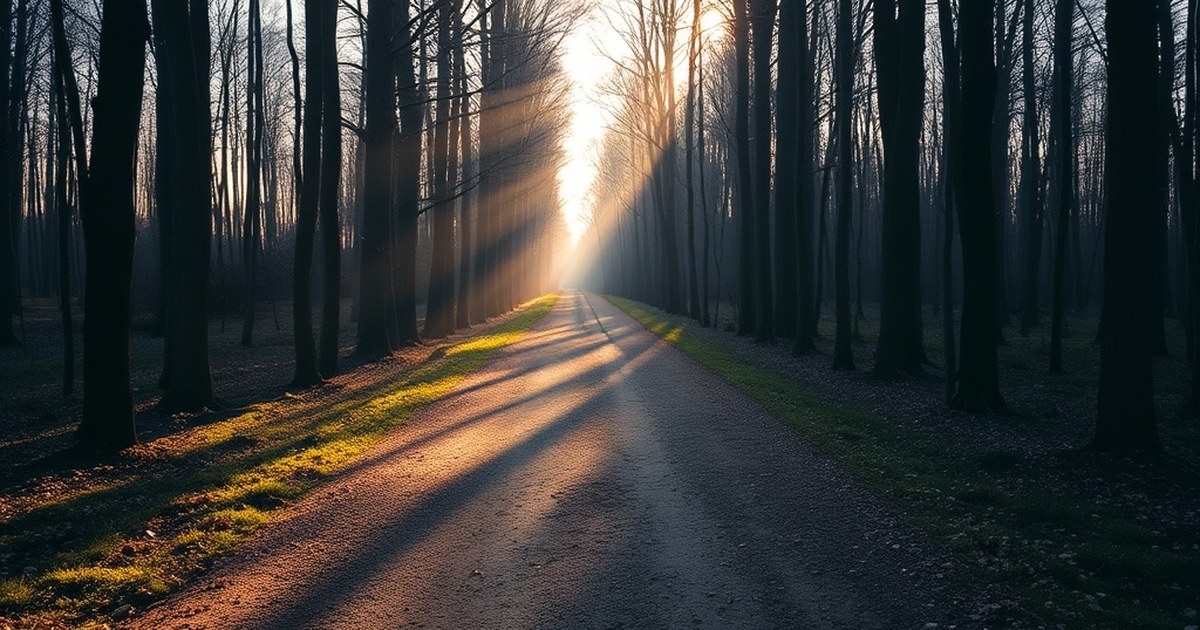 Forest trail at sunrise representing overcoming self doubt with mindset techniques