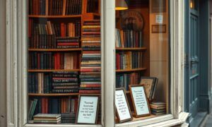 Independent bookshop window at dusk illustrating whether a personal blog is worth it for business owners