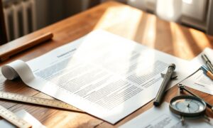 Printed pages, ruler, compass, and outline showing how to structure a how‑to article for readers
