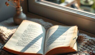 Open book on a sunlit window seat showing the benefits of reading inspirational stories for personal growth
