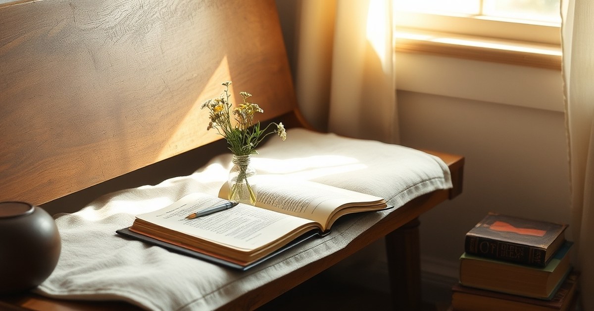 Sunlit reading nook with open journal illustrating how to create engaging content for a personal development blog