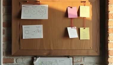 Strategy pinboard with diagrams and compass showing how to create a successful business strategy for a small business