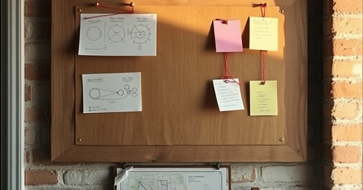 Strategy pinboard with diagrams and compass showing how to create a successful business strategy for a small business