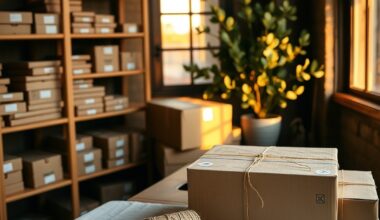 Small e-commerce fulfilment studio with kraft boxes and thank-you cards illustrating customer retention strategies