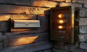 Brass mailbox beside modern intercom illustrating email vs SMS customer retention channels