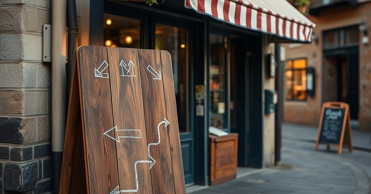 Neighbourhood shopfront with sandwich board showing how to use local SEO to attract more customers