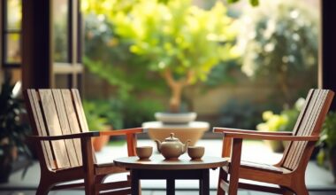 Two facing chairs in a sunlit courtyard illustrating mindfulness to improve communication skills
