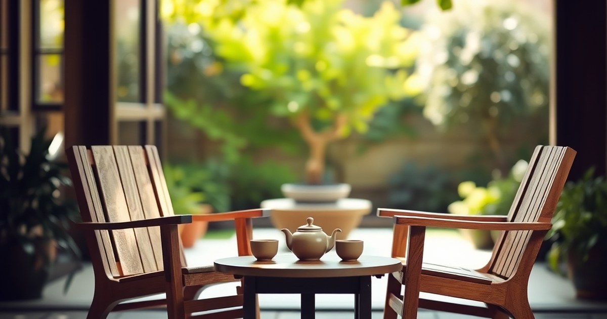Two facing chairs in a sunlit courtyard illustrating mindfulness to improve communication skills