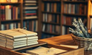 Independent bookshop counter with wrapped parcels showing best ways to monetize a personal development blog
