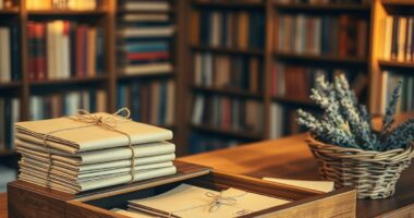 Independent bookshop counter with wrapped parcels showing best ways to monetize a personal development blog