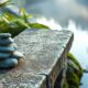 Quiet garden pond and stone bench illustrating ways to reduce negative self talk