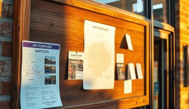 Community noticeboard outside small shop illustrating digital marketing strategy for a small business