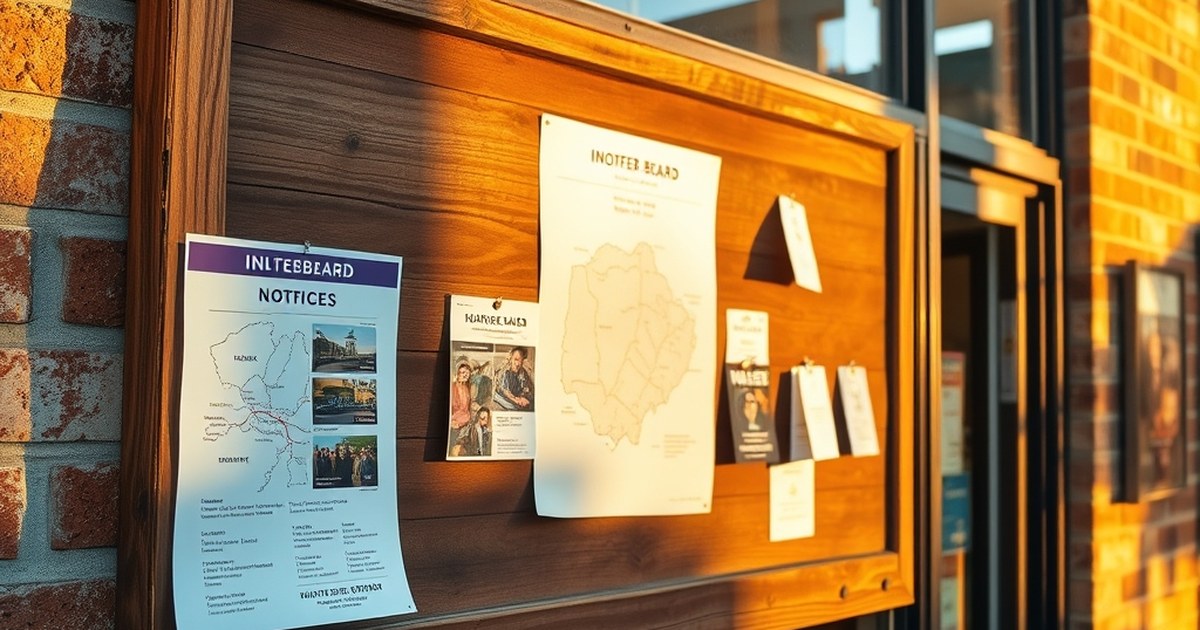 Community noticeboard outside small shop illustrating digital marketing strategy for a small business