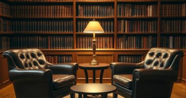 Two facing armchairs in a library illustrating customer retention coach vs business coach choice