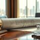 Executive boardroom with blueprint and portfolio illustrating hiring a business strategist for a 6 figure business