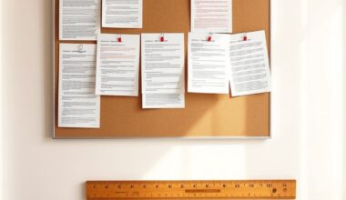 Editor's pinboard with marked-up drafts illustrating how to outsource blog writing for a personal development site